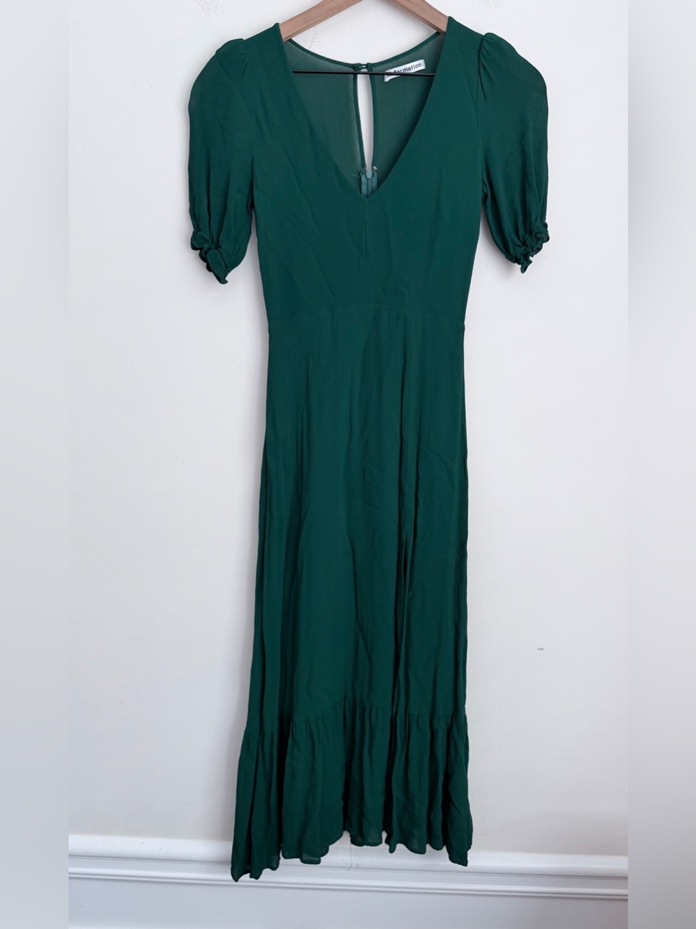 Reformation Green Puff Sleeve midi Dress Size 2